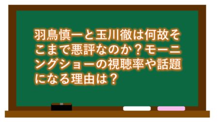 羽鳥慎一と玉川徹は何故そこまで悪評なのか?モーニングショーの視聴率や話題になる理由は?