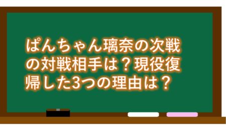 ぱんちゃん璃奈の次戦の対戦相手は?現役復帰した3つの理由は?