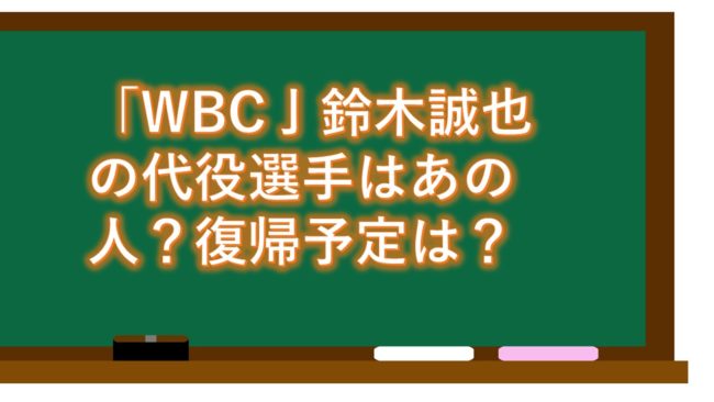 「WBC亅鈴木誠也の代役選手はあの人?復帰予定は?