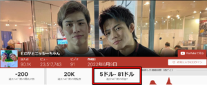 YouTubeの収入は5ドル～81ドル